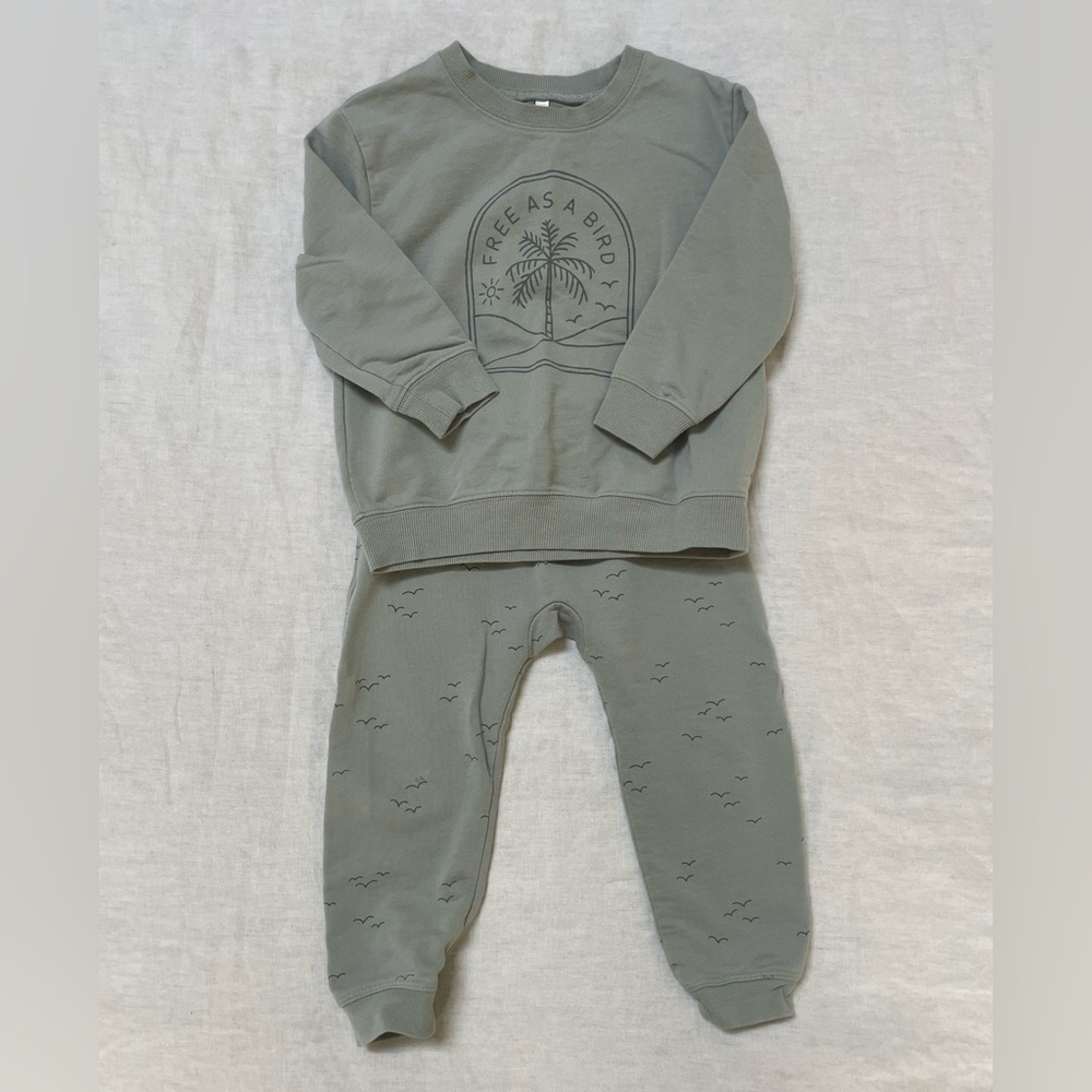 Rylee + Cru Olive Green Kids Matching Sweatshirt & Joggers Set